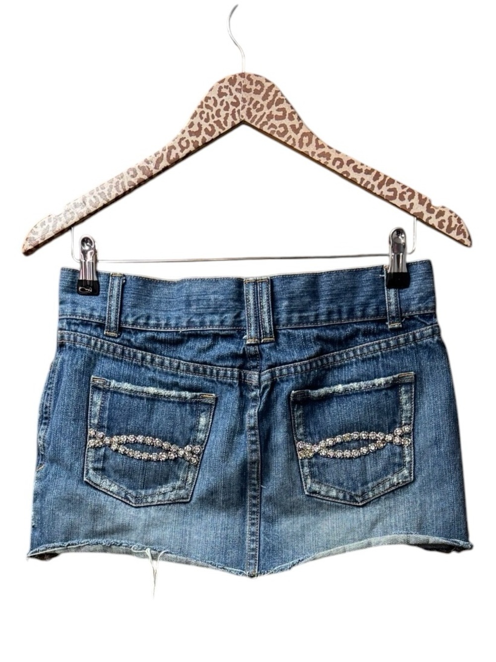 Abercrombie & Fitch A&F Vintage Y2K Denim Jean Micro Mini Skirt Bedazzled Blue 0
